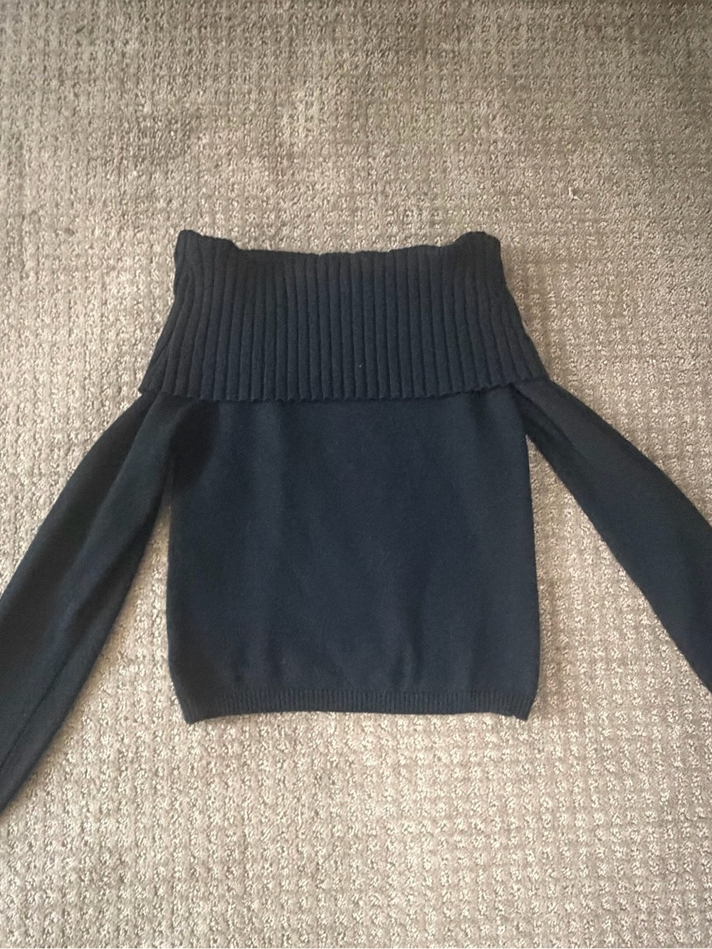 Cotton On Black Off-Shoulder Foldover Ribbed Sweater